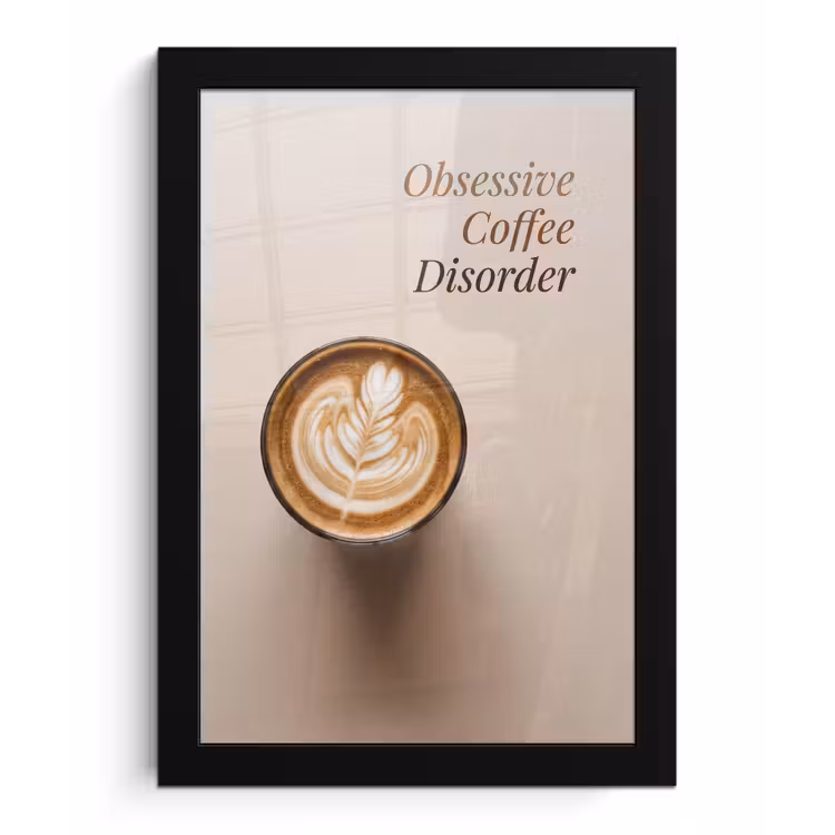 Poster met lijst - Koffie - Obessive Coffee Disorder - Beige — 1