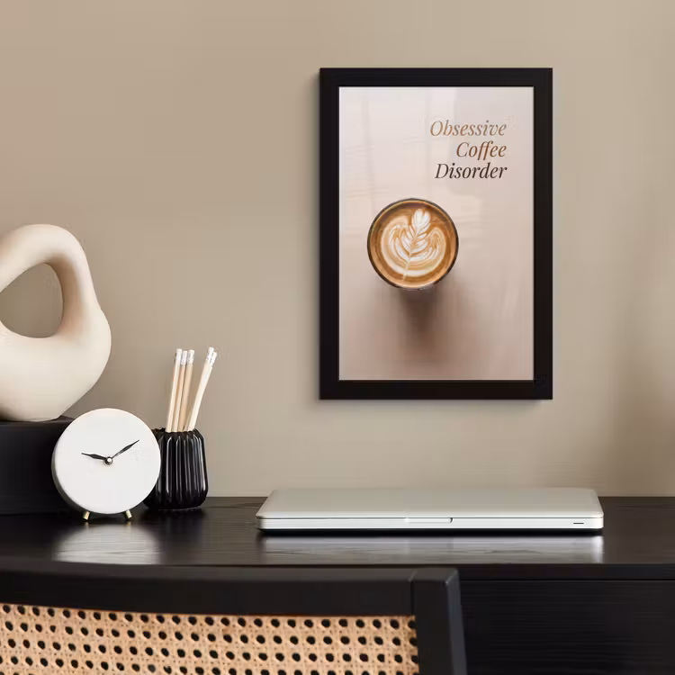 Poster met lijst - Koffie - Obessive Coffee Disorder - Beige — 3