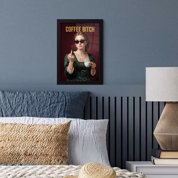 Poster met lijst - Koffie - Vrouw - Middelvinger — 4