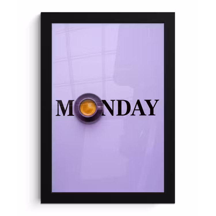 Poster met lijst - Maandag - Mok - Koffie - Paars — 1