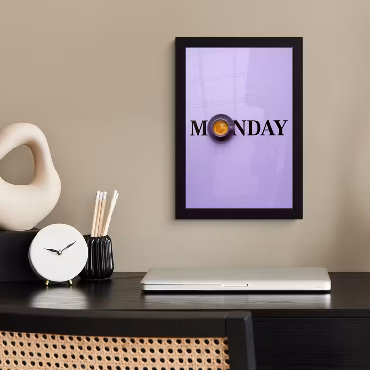Poster met lijst - Maandag - Mok - Koffie - Paars — 3
