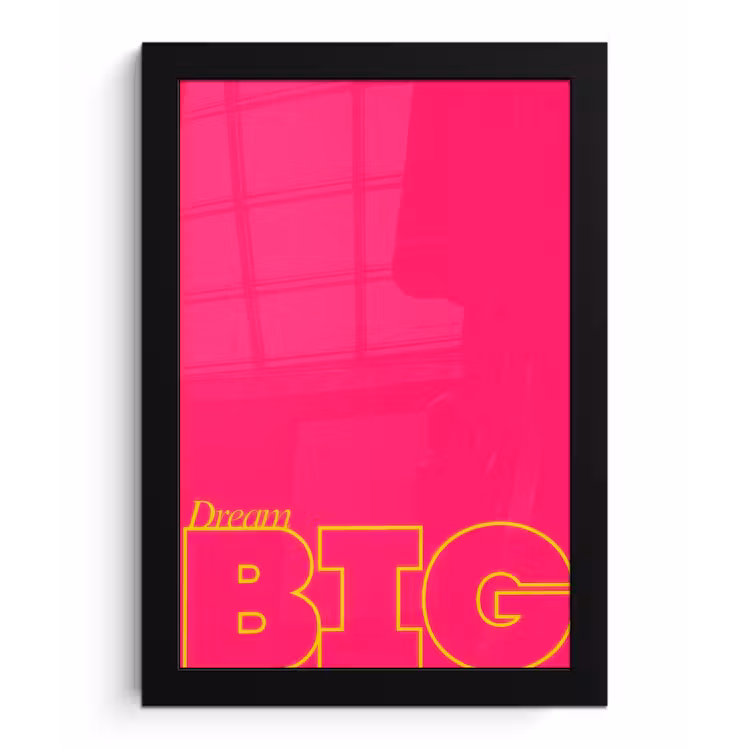 Poster met lijst - Minimalistisch - Roze - Dream big - Grafisch — 1