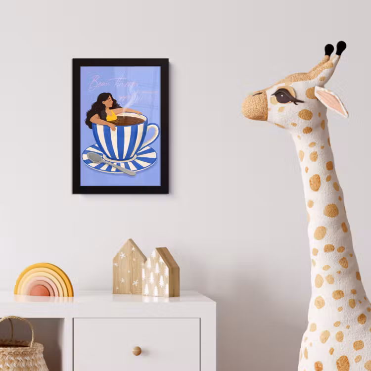 Poster met lijst - Mok - Koffie - Vrouw - Paars — 5