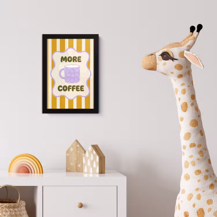 Poster met lijst - More coffee - Geel - Paars - Strepen - Mok — 5