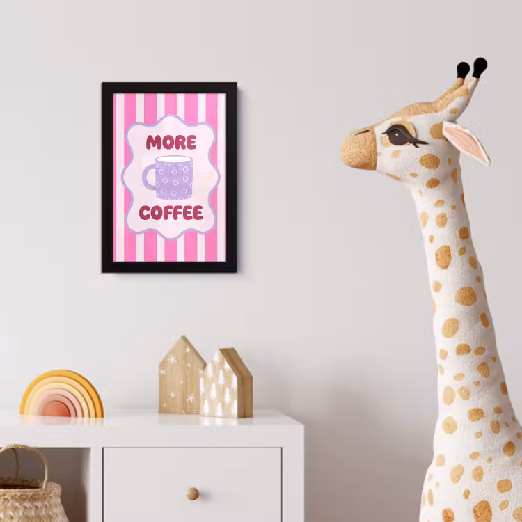 Poster met lijst - More coffee - Roze - Paars - Strepen - Mok — 5