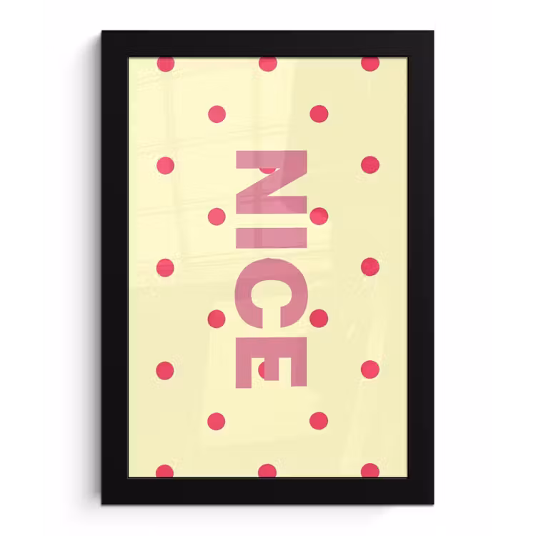 Poster met lijst - Nice - Stippen - Roze - Geel — 1