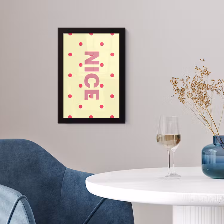 Poster met lijst - Nice - Stippen - Roze - Geel — 2