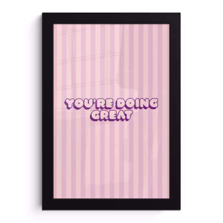 Poster met lijst - Paars - Strepen - You're doing great - Schaduw — 1
