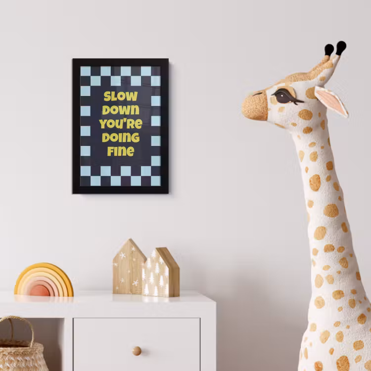 Poster met lijst - Patroon - Geblok - Blauw - Slow down you're doing fine — 5