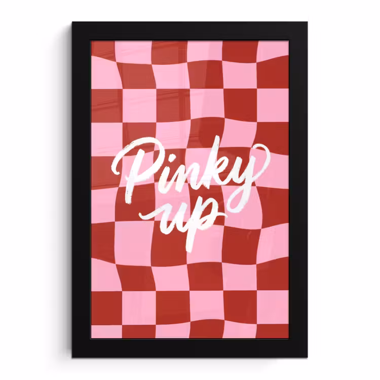 Poster met lijst - Pinky up - Geblokt - Bordeauxrood — 1