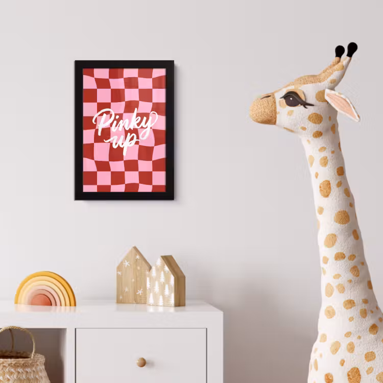 Poster met lijst - Pinky up - Geblokt - Bordeauxrood — 5