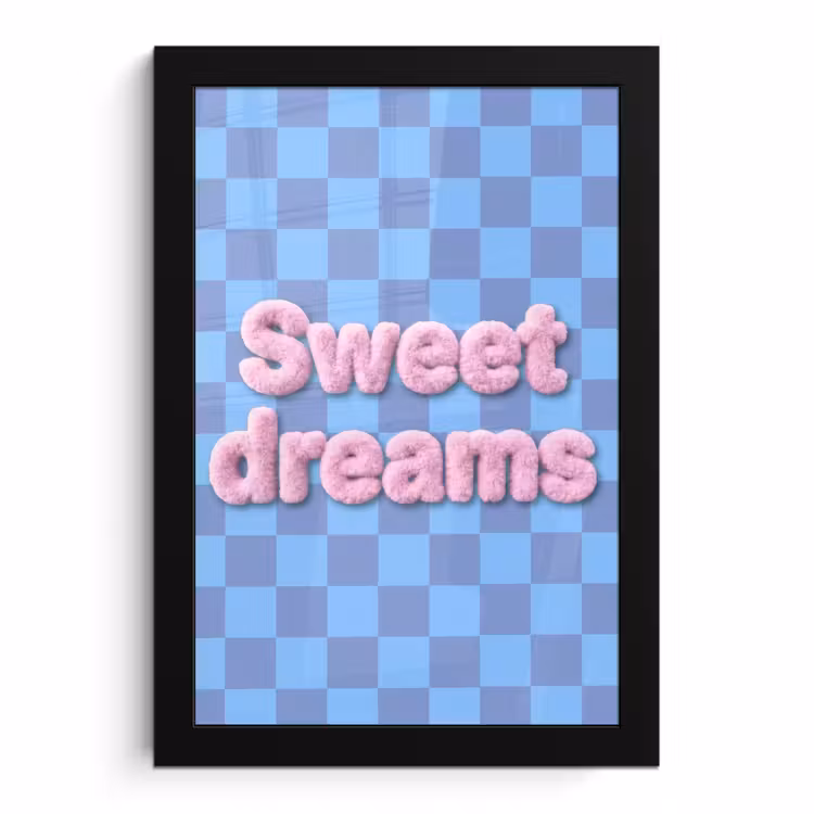 Poster met lijst - Sweet dreams - Vierkanten - Roze - Blauw — 1