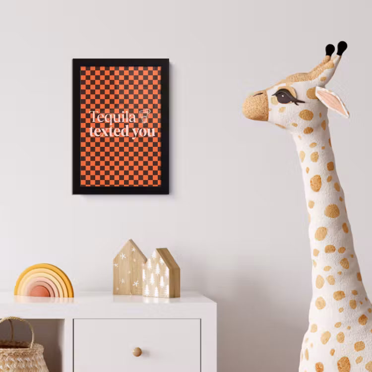 Poster met lijst - Tequila texted you - Glas - Vierkanten - Oranje — 5