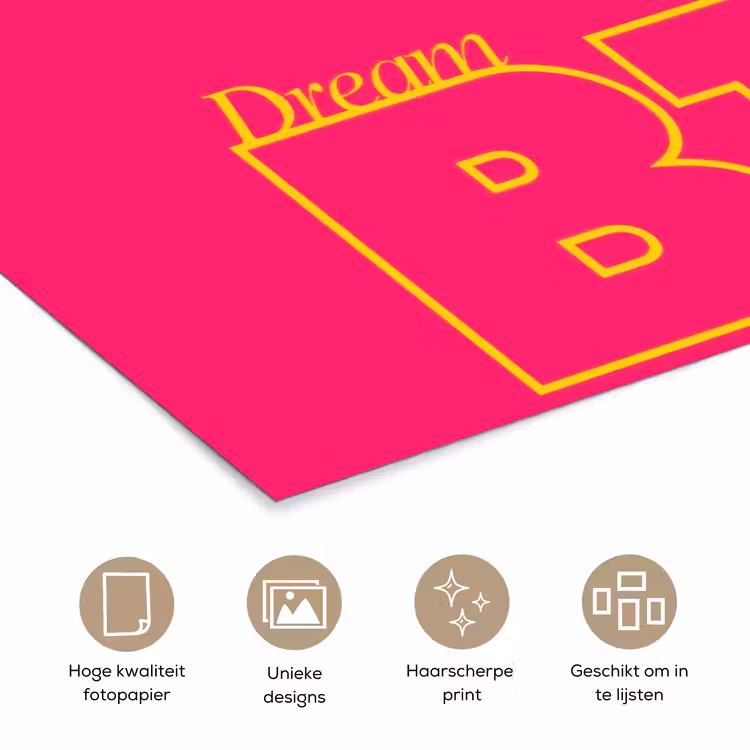 Poster - Minimalistisch - Roze - Dream big - Grafisch — 5