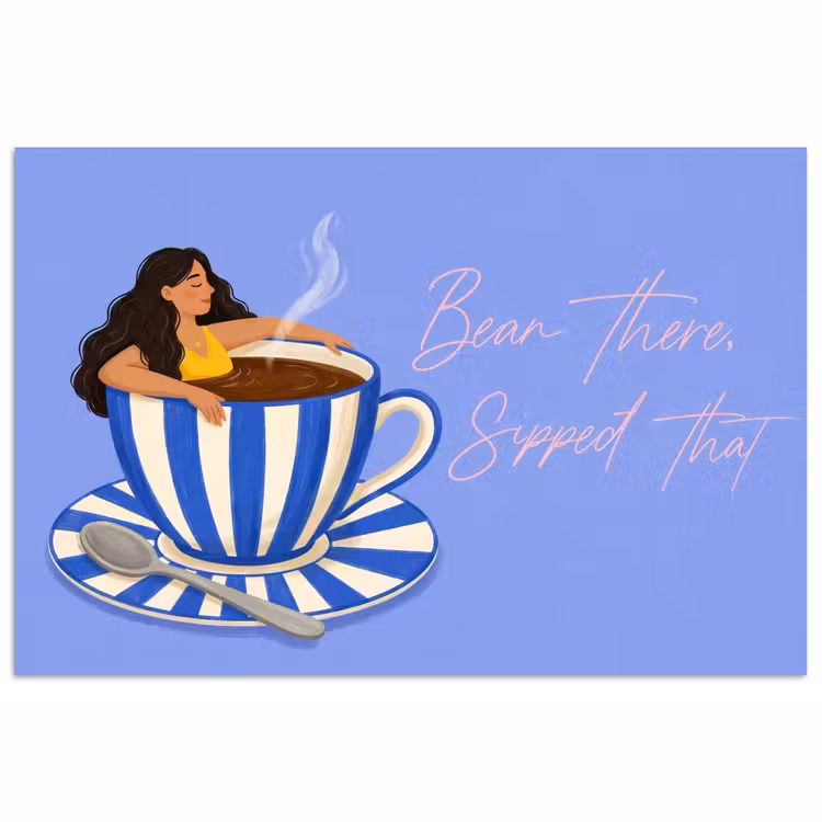 Poster - Mok - Koffie - Vrouw - Paars — 1