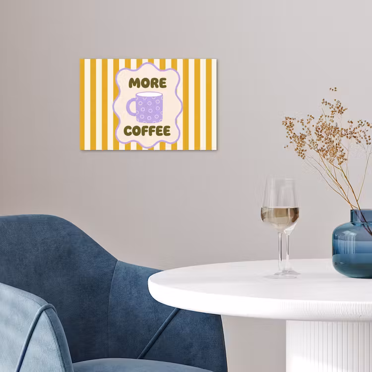 Poster - More coffee - Geel - Paars - Strepen - Mok — 4