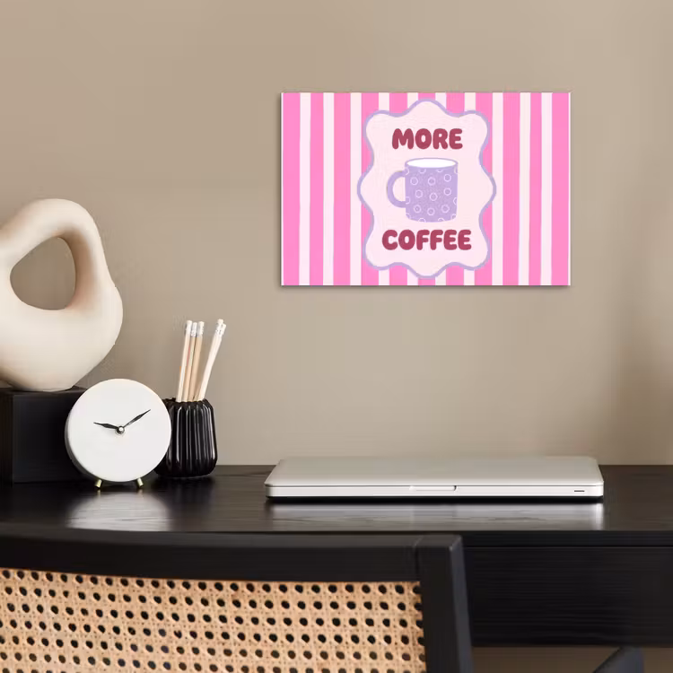 Poster - More coffee - Roze - Paars - Strepen - Mok — 2