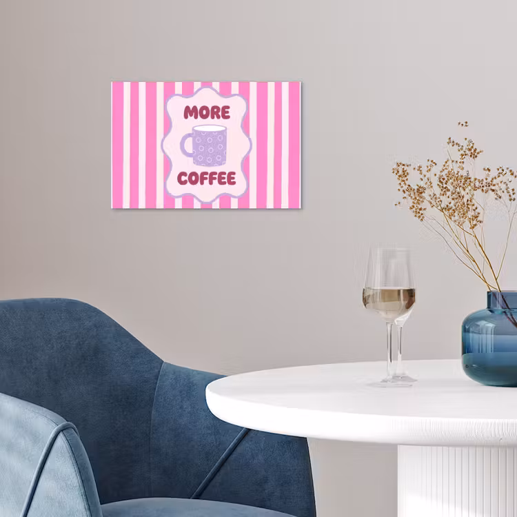 Poster - More coffee - Roze - Paars - Strepen - Mok — 4