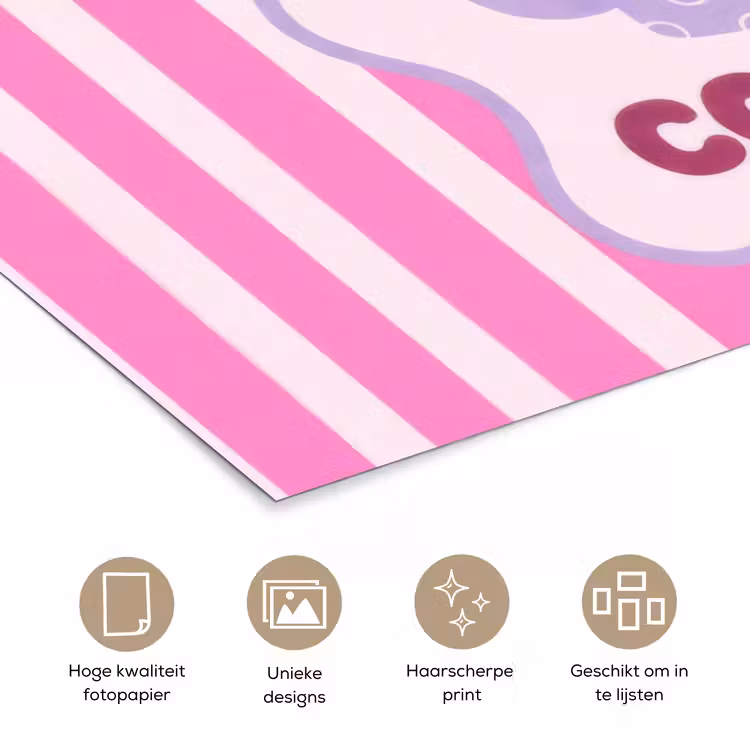 Poster - More coffee - Roze - Paars - Strepen - Mok — 5