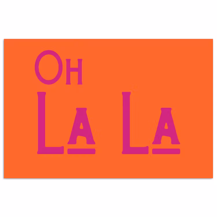 Poster - Oh la la - Oranje - Roze - Scheeflettertype — 1