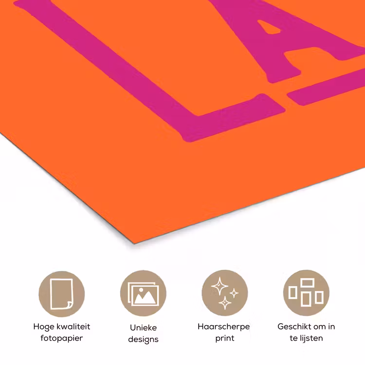 Poster - Oh la la - Oranje - Roze - Scheeflettertype — 5