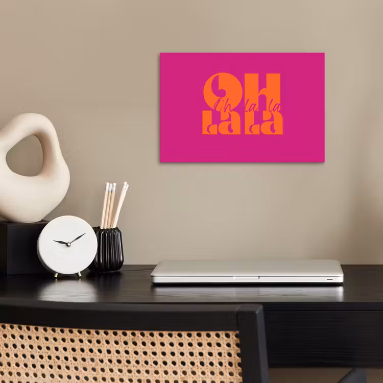 Poster - Oh la la - Roze - Oranje - Gestapelde letters — 2