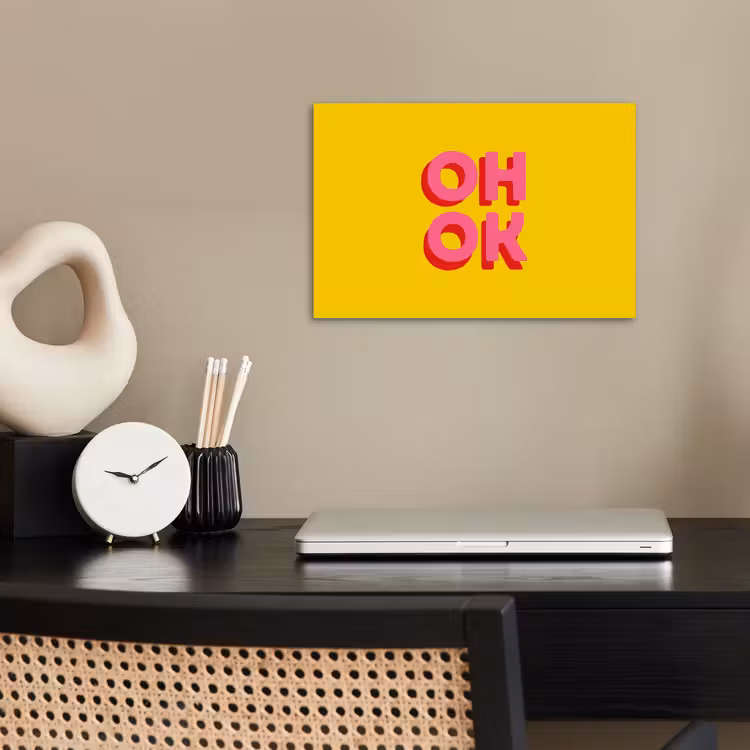 Poster - Oh ok - 3D - Geel - Roze — 2