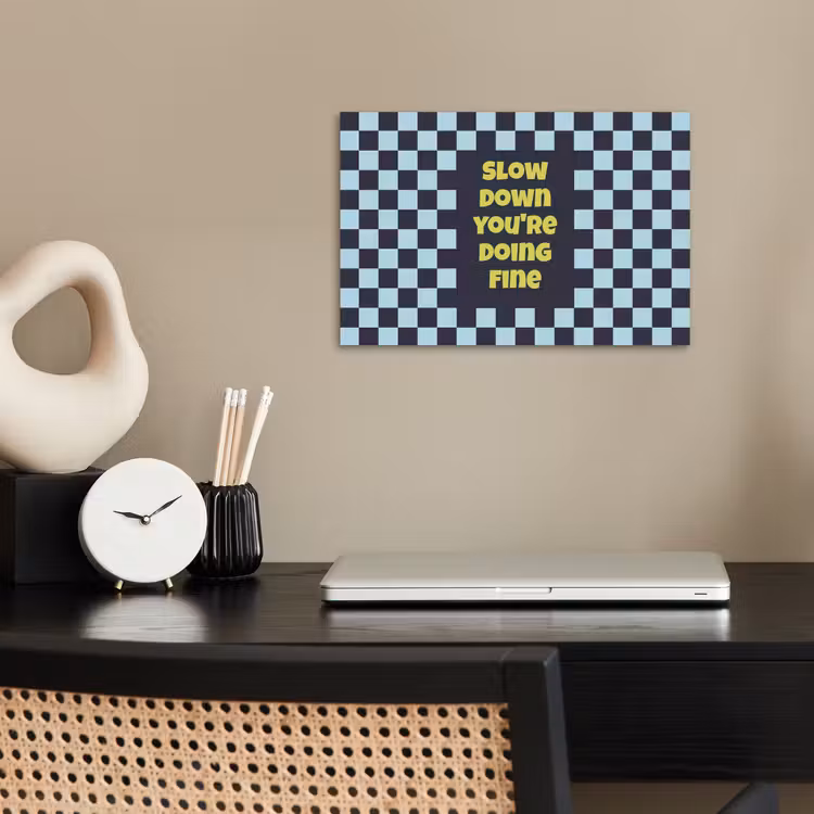 Poster - Patroon - Geblok - Blauw - Slow down you're doing fine — 2