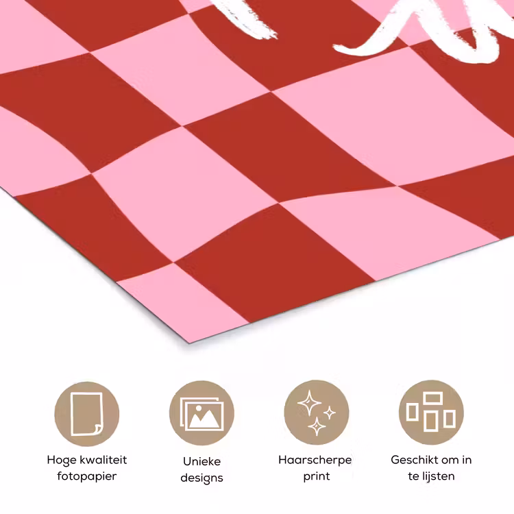 Poster - Pinky up - Geblokt - Bordeauxrood — 5