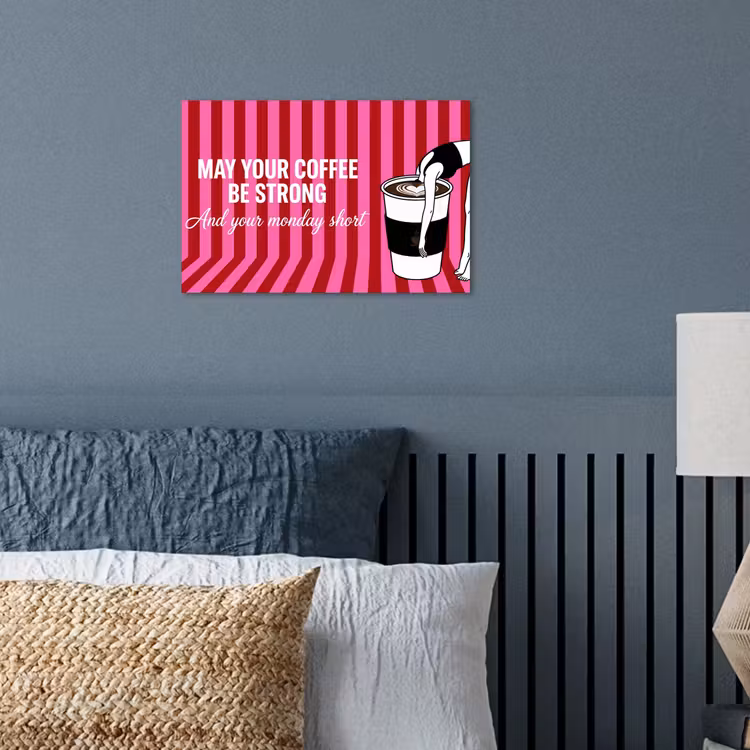 Poster - Roze - Strepen - Koffie - Maandag — 3