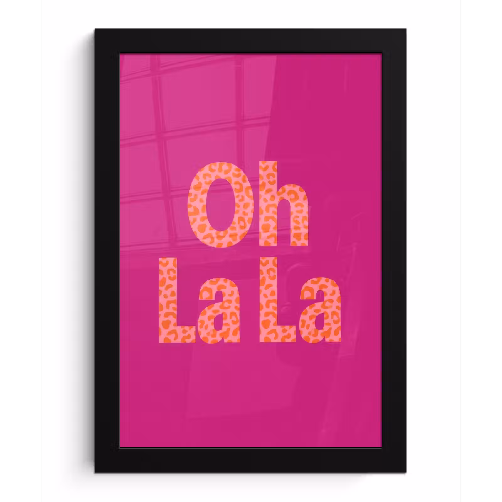 Poster met lijst - Oh la la - Luipaardprint - Roze — 1