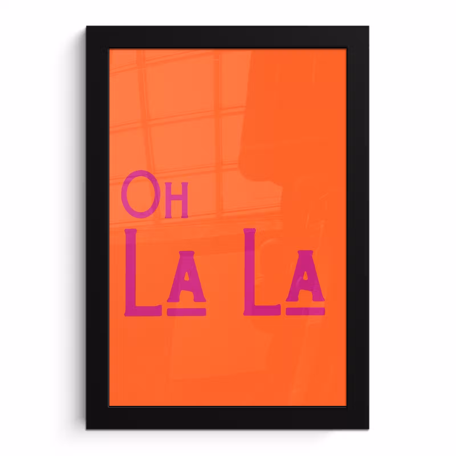Poster met lijst - Oh la la - Oranje - Roze - Scheeflettertype — 1