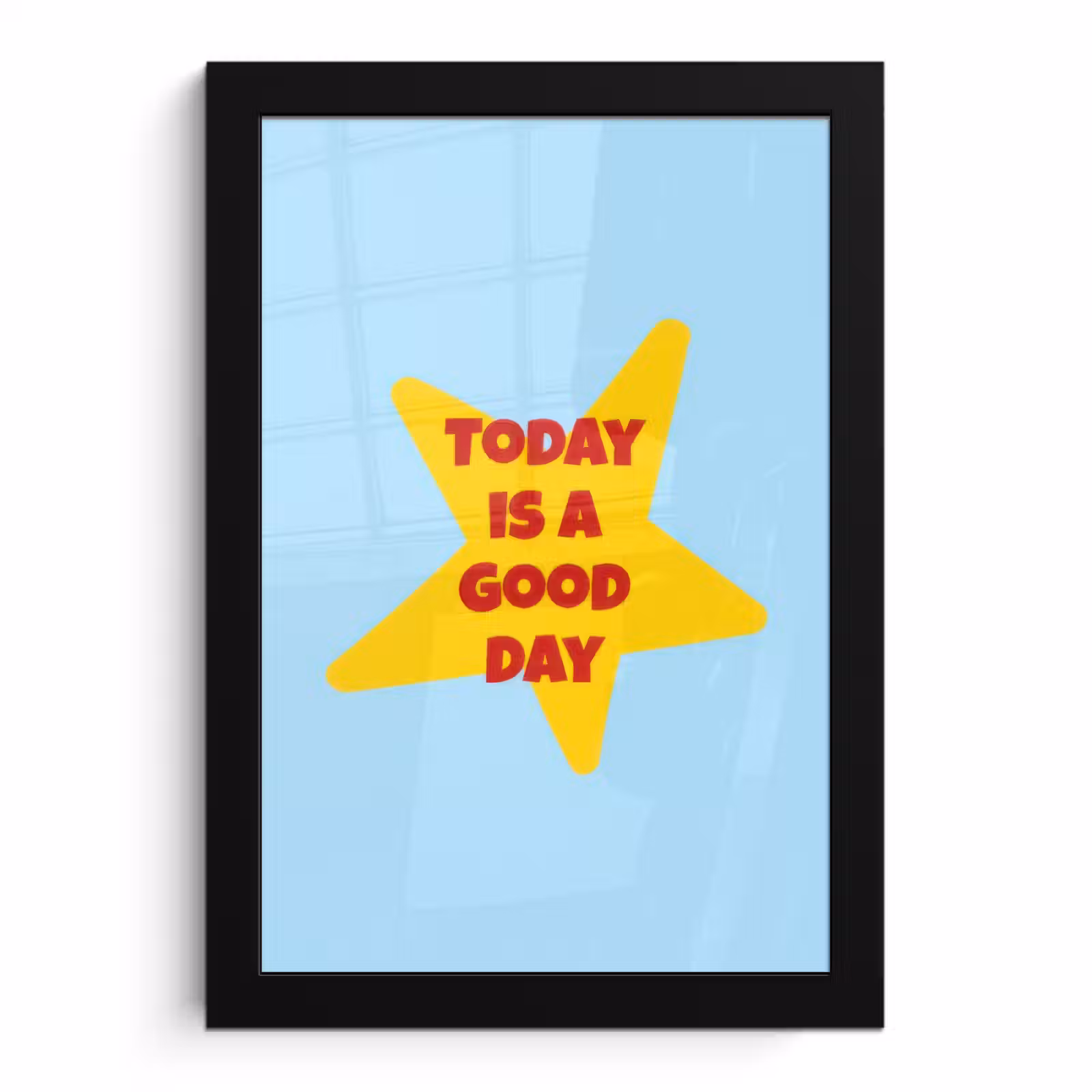 Poster met lijst - Ster - Today is a good day - Blauw — 1