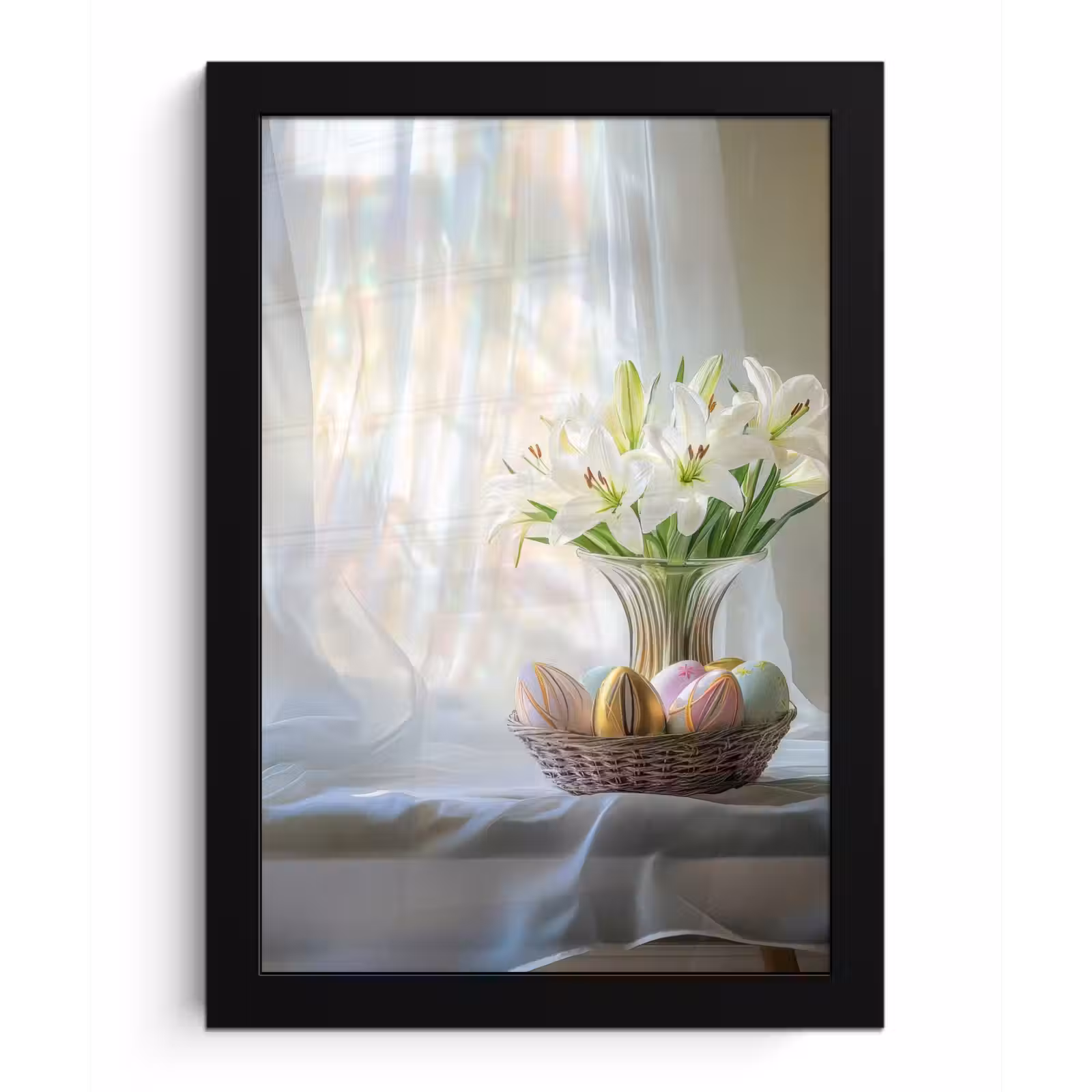 Poster met lijst - Vaas - Eieren - Bloemen — 1