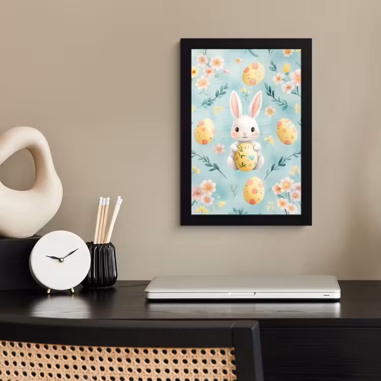 Poster met lijst - Konijn - Eieren - Takjes — 3