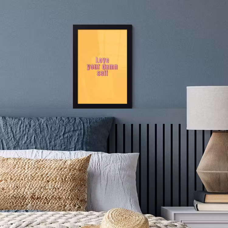 Poster met lijst - Love yourself - Roze - Geel — 4