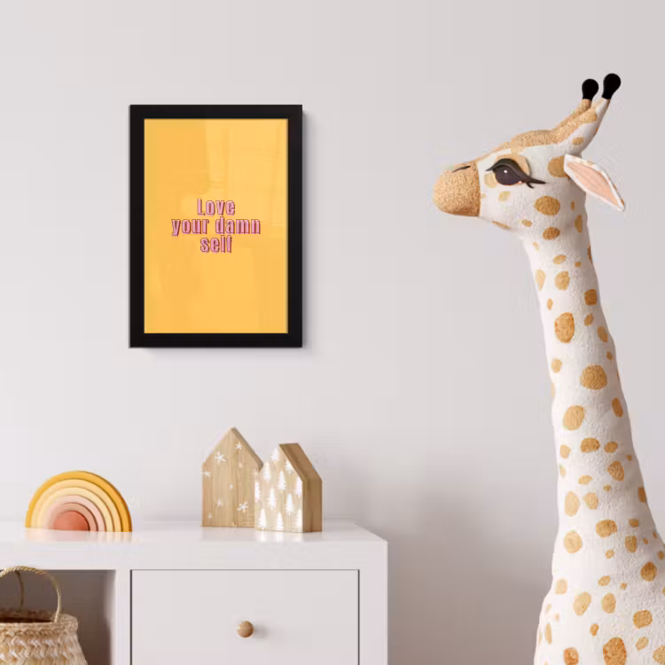 Poster met lijst - Love yourself - Roze - Geel — 5