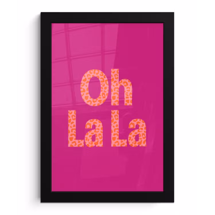 Poster met lijst - Oh la la - Luipaardprint - Roze — 1