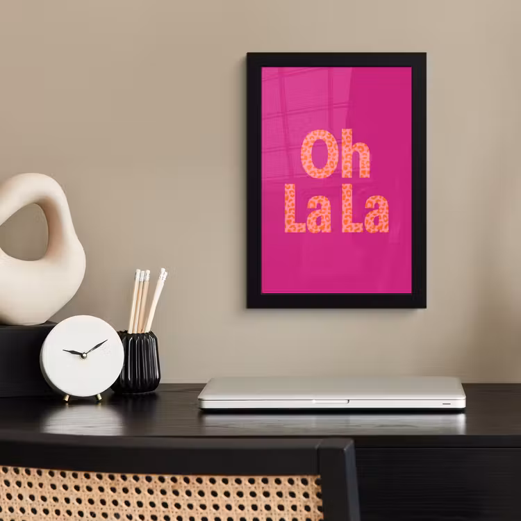 Poster met lijst - Oh la la - Luipaardprint - Roze — 3