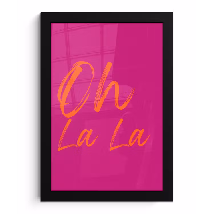 Poster met lijst - Oh la la - Oranje - Roze — 1