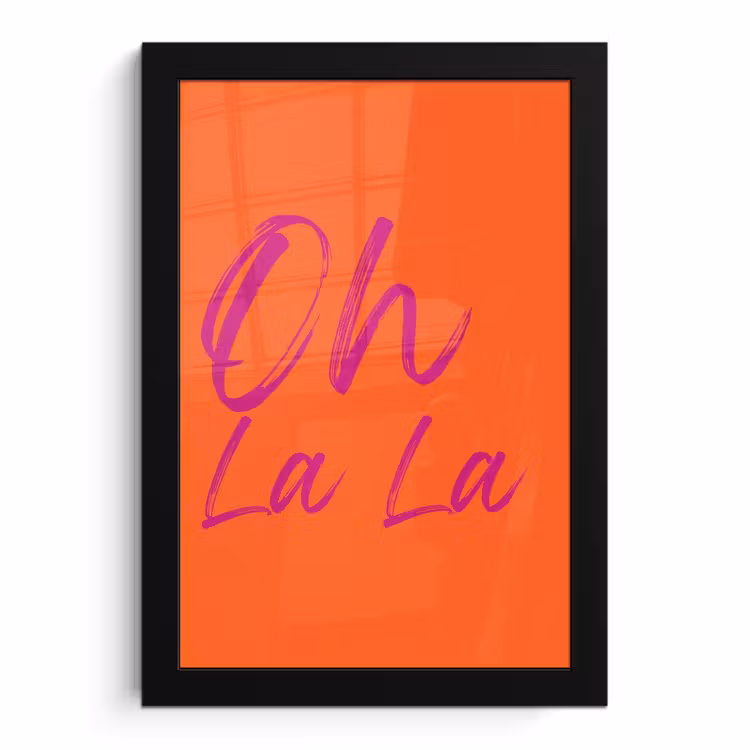 Poster met lijst - Oh la la - Oranje - Roze - Grafisch — 1
