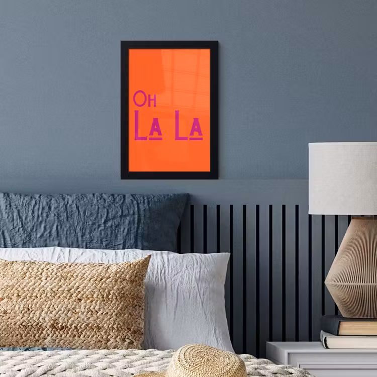 Poster met lijst - Oh la la - Oranje - Roze - Scheeflettertype — 4