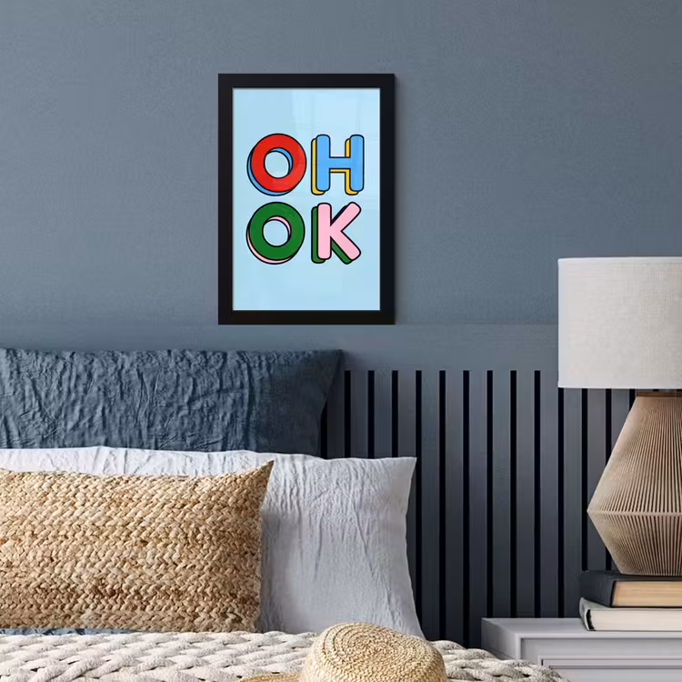 Poster met lijst - Oh ok - Blauw - Kleurrijk — 4