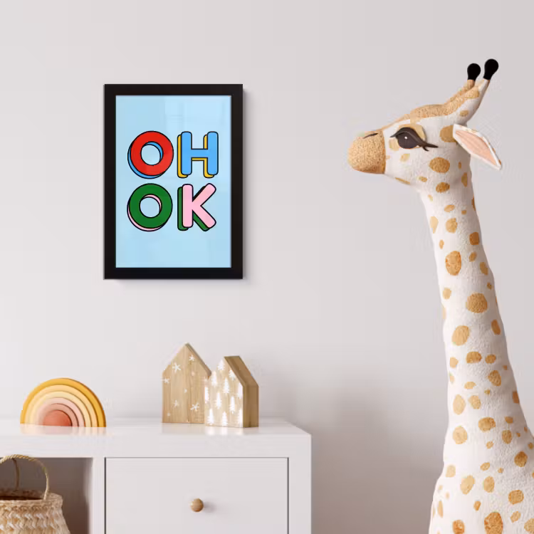 Poster met lijst - Oh ok - Blauw - Kleurrijk — 5