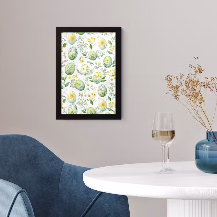 Poster met lijst - Patroon - Groen - Eieren — 2