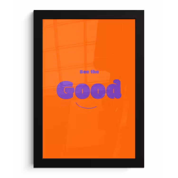 Poster met lijst - See the good - Paars - Oranje - Smiley — 1