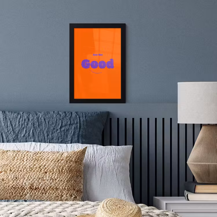 Poster met lijst - See the good - Paars - Oranje - Smiley — 4