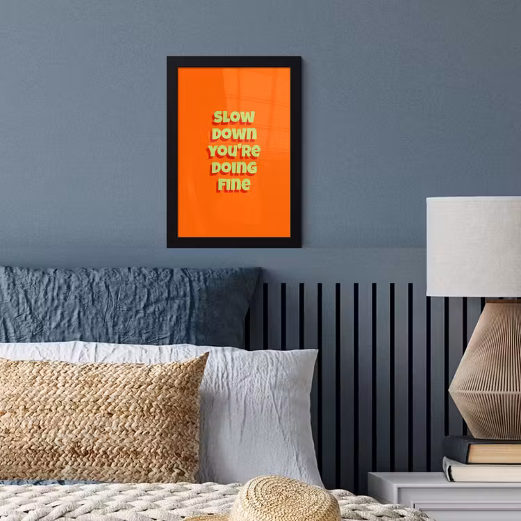 Poster met lijst - Slow down you're doing fine - Oranje - Simple — 4
