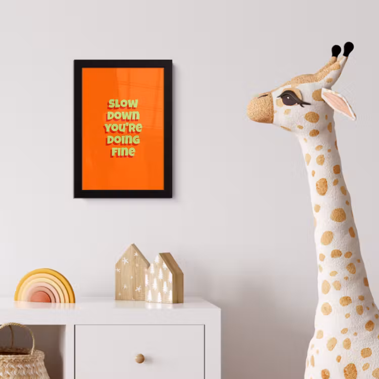 Poster met lijst - Slow down you're doing fine - Oranje - Simple — 5