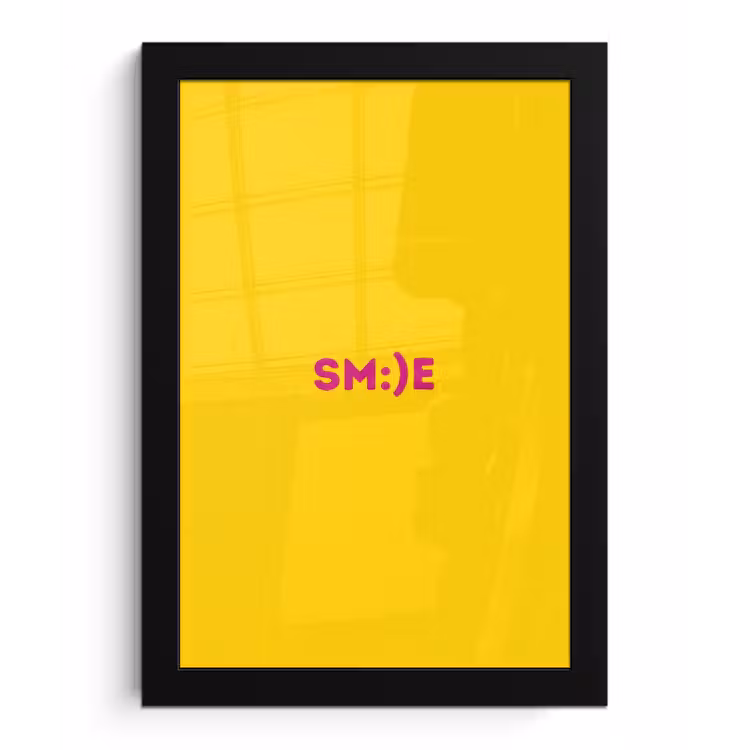 Poster met lijst - Smile - Roze - Geel — 1